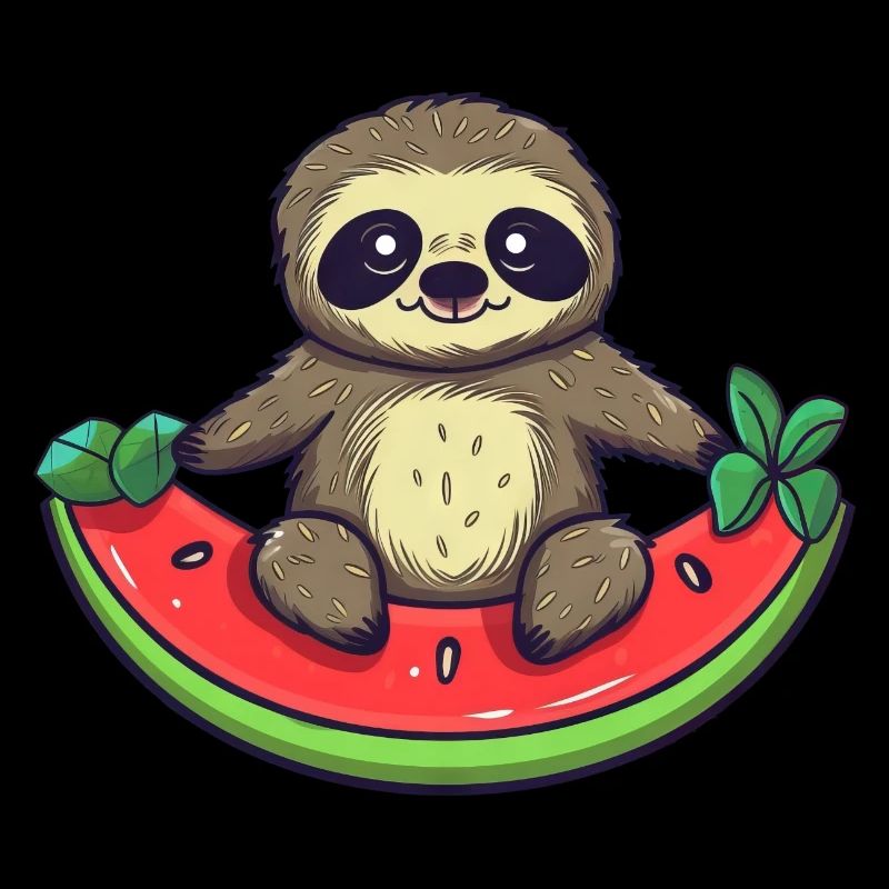 Faultier mit Wassermelone - Entspanntes Design