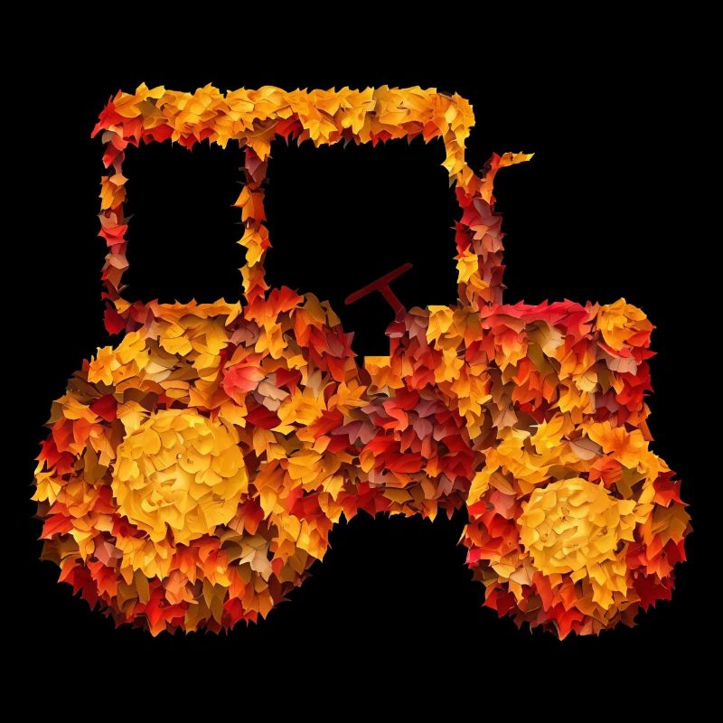 Traktor im Herbstlaub: Herbstliche Erntezeit
