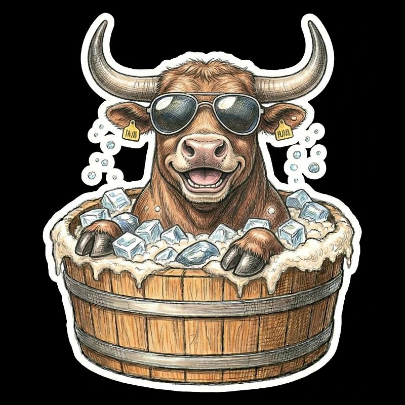 Eisbaden Bulle Stier Kuh