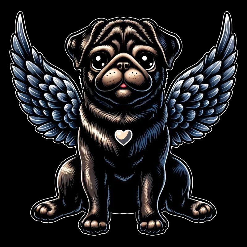 Süßer Mops Engel Gotisch Barock Stil