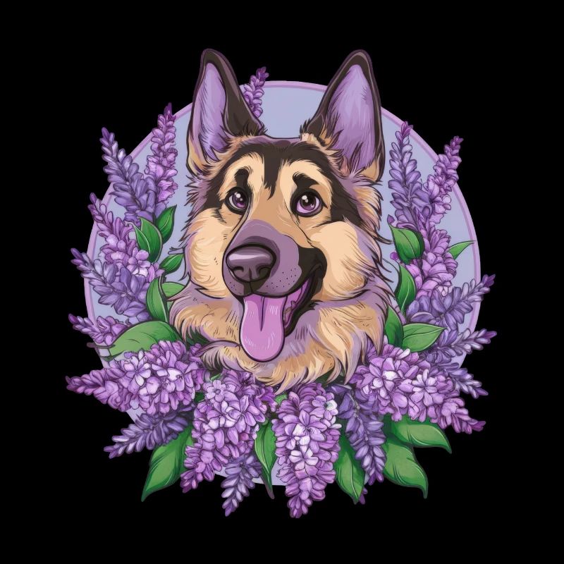 Cute German Shepherd with Lilac