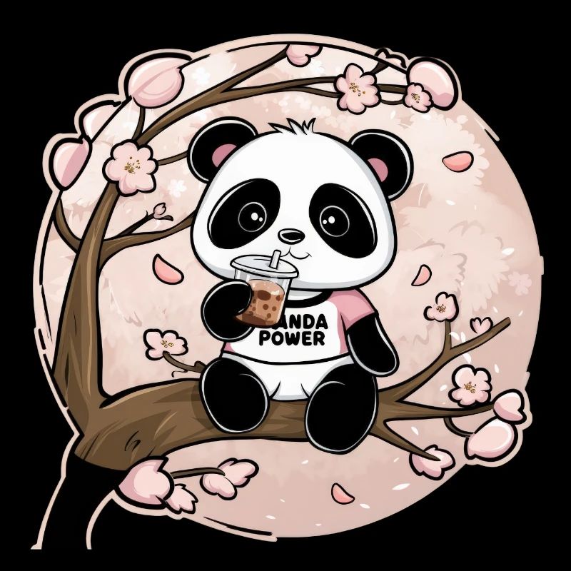 Kawaii Panda with Bubble Tea