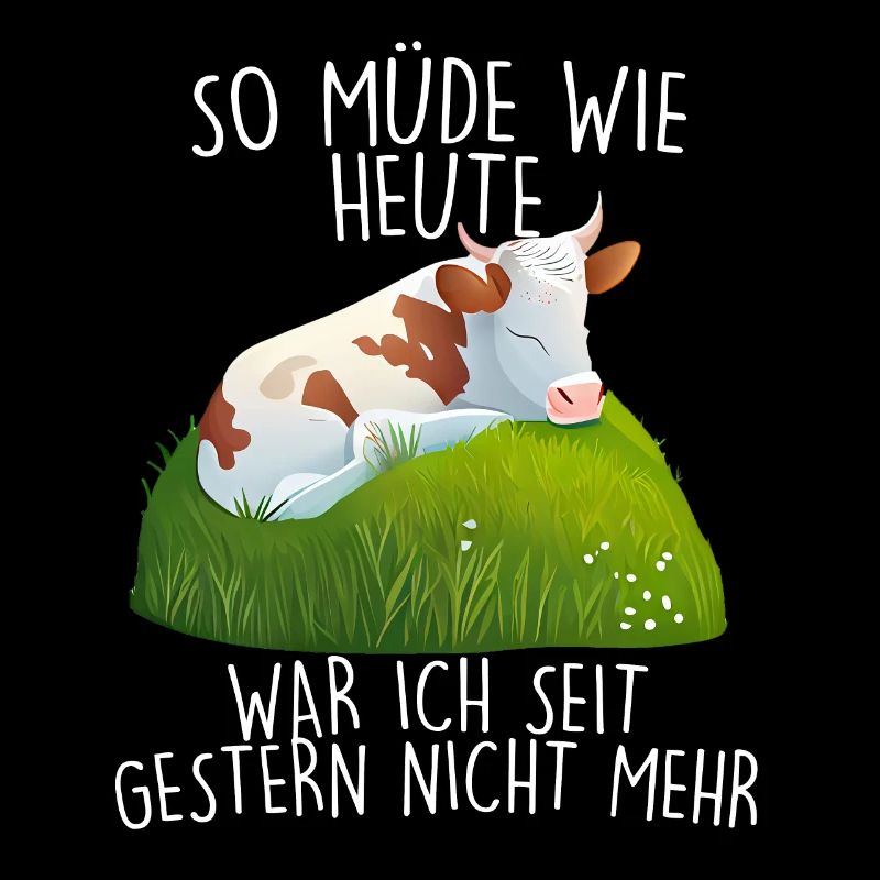 Müde Spruch Kuh Kühe Schlafanzug Morgenmuffel