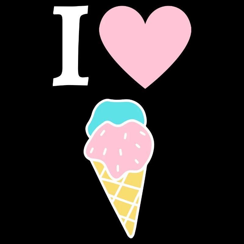 I love Eiscreme / Eiswaffel Comic Design weiß