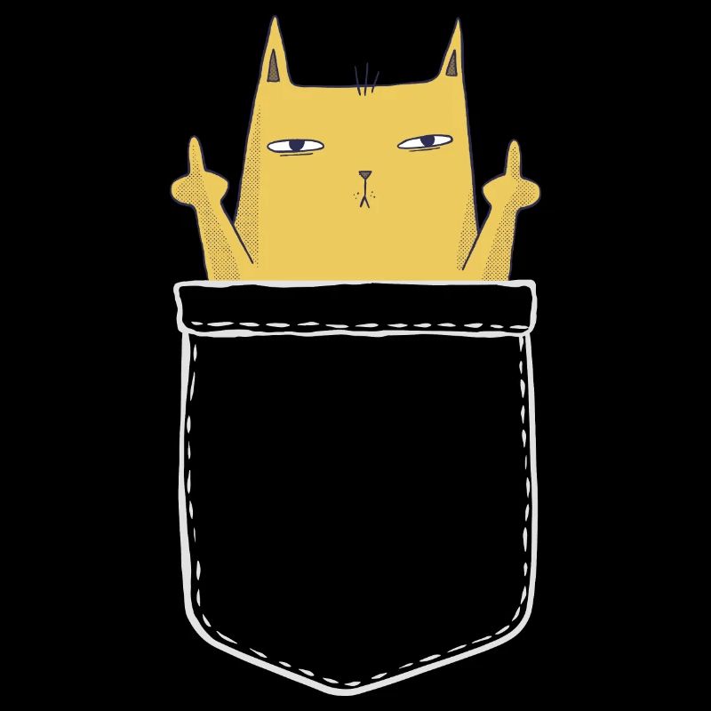 Cat breast pocket middle finger kitten gift