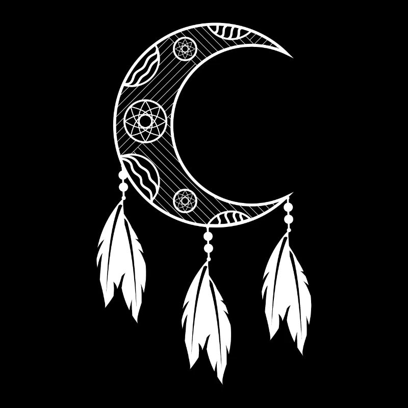 Dream catcher crescent moon open to the right