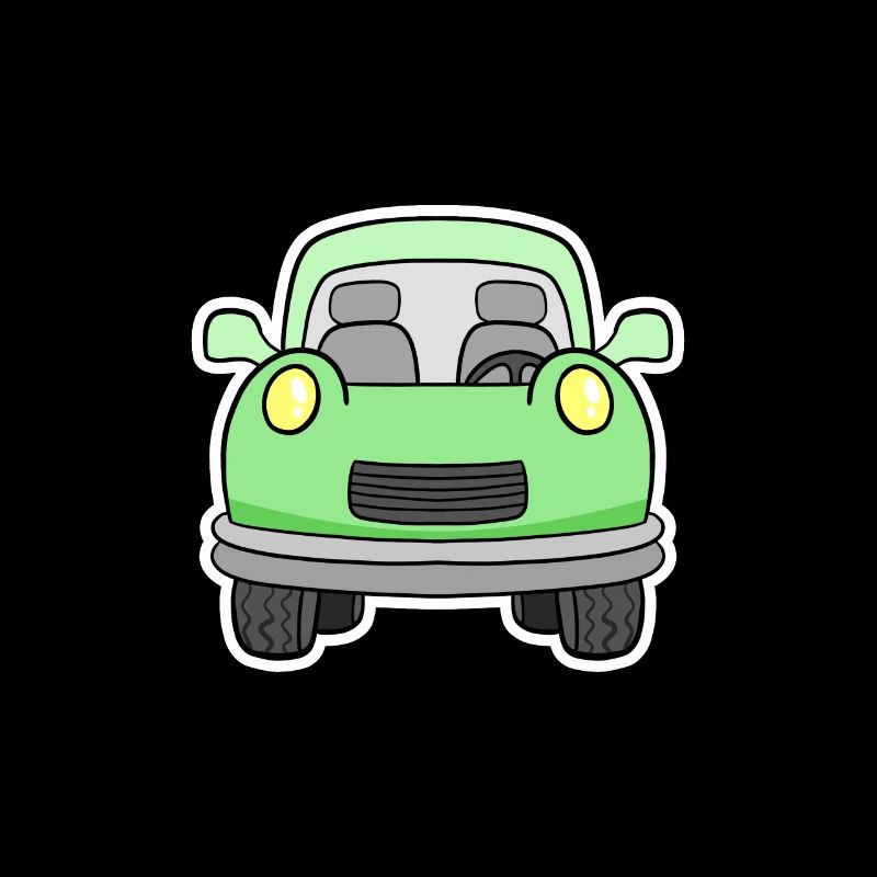 Vue frontale joyeuse de chariot vert