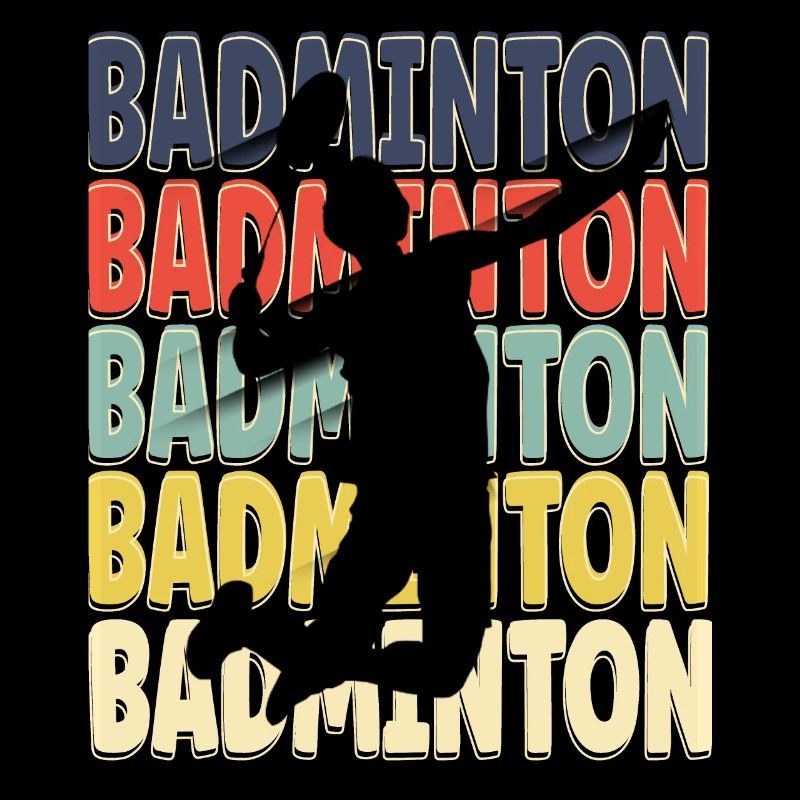 Cool Retro Text Silhouette Badminton