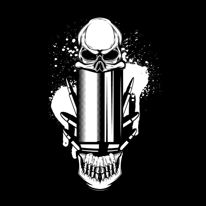 Bullets and Skull Roses Aesthetic Dripping Pattern