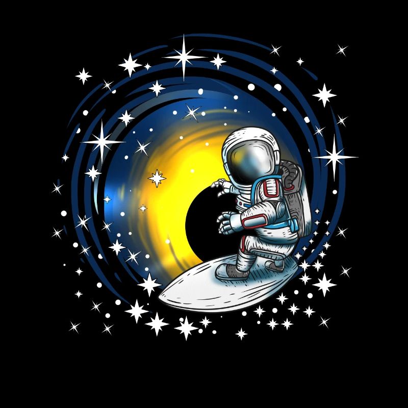 Surfer Cosmonaut Surf over Galaxies Solar System