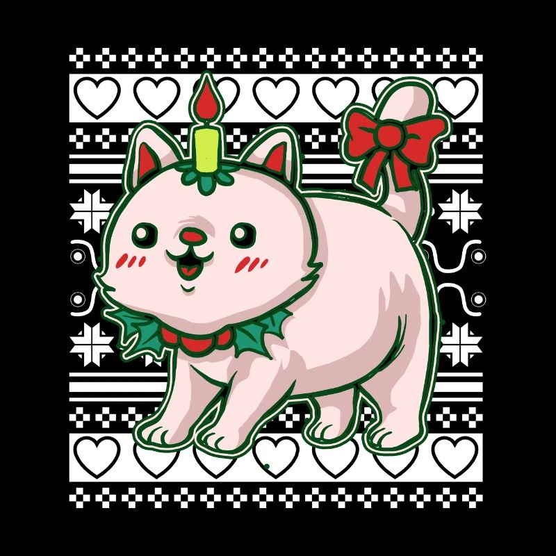 Moche pull de Noël Tshirt chat de Noël