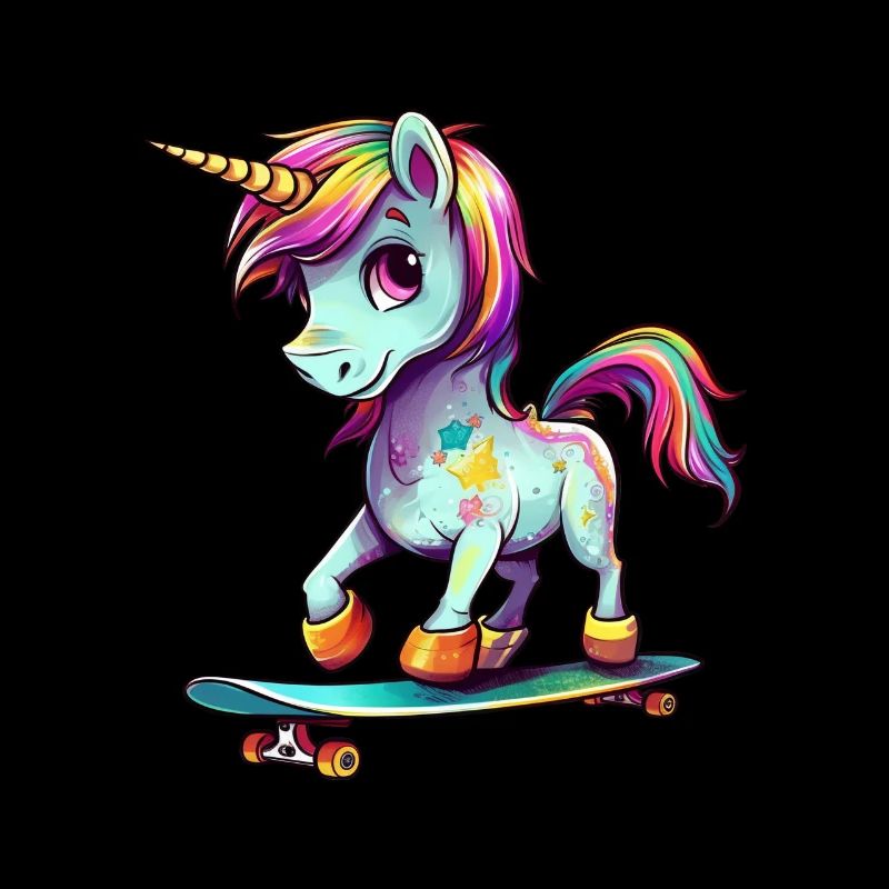 Unicorn on a skateboard