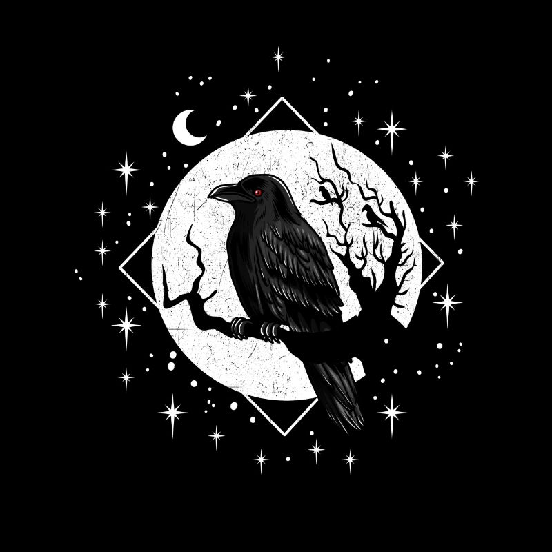 Raven Gothic Night Starry Sky Dark Shadow