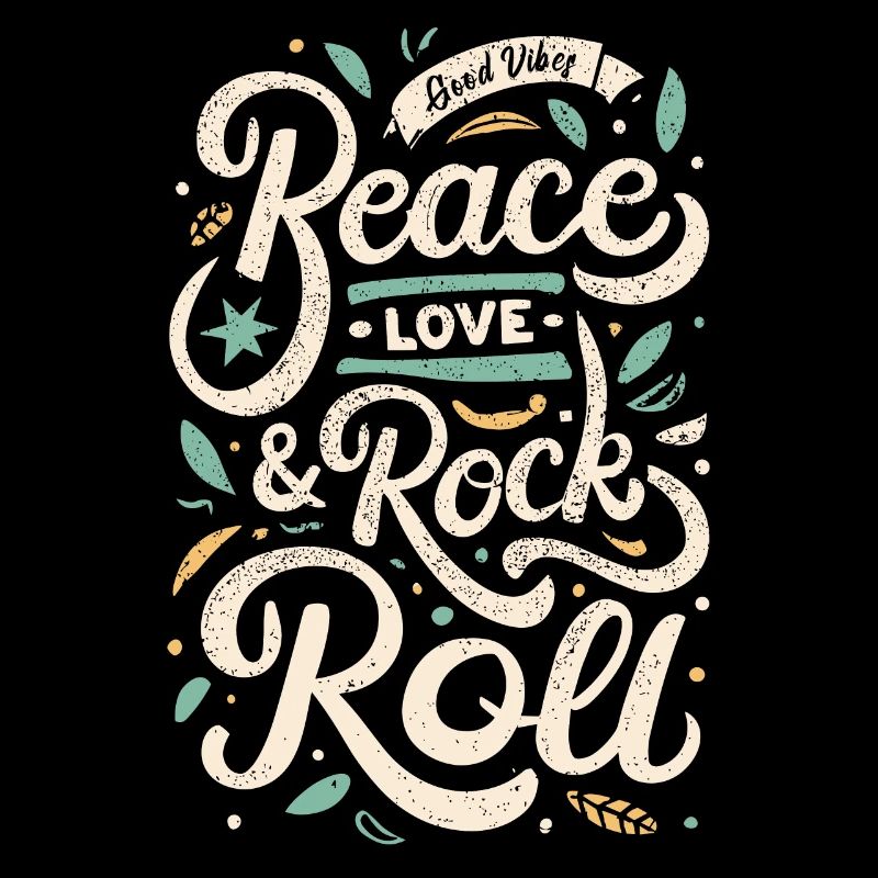 Peace Love Rock And Roll Déclaration Devise