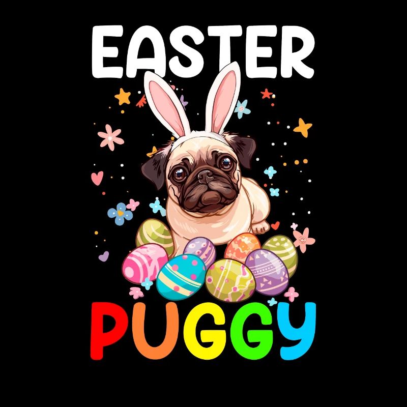 Pug easter eggs Hunting easter day