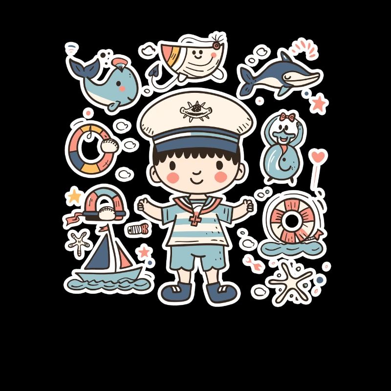 Look de dessin animé de petit marin