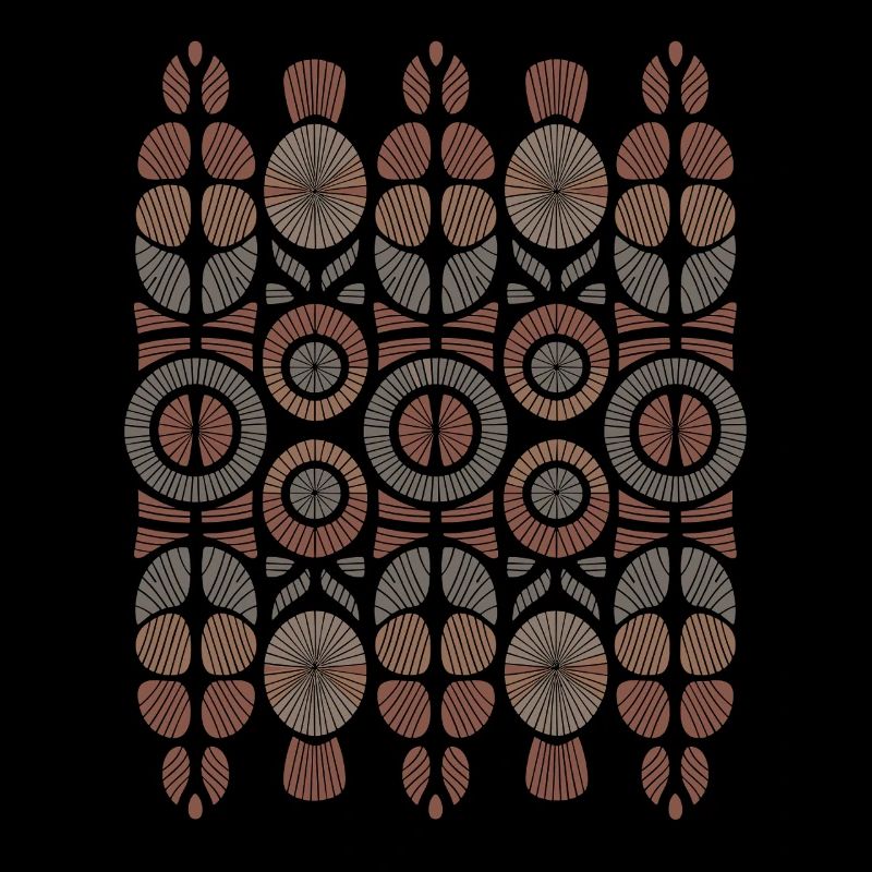 African Boho Pattern Circles and Leaves