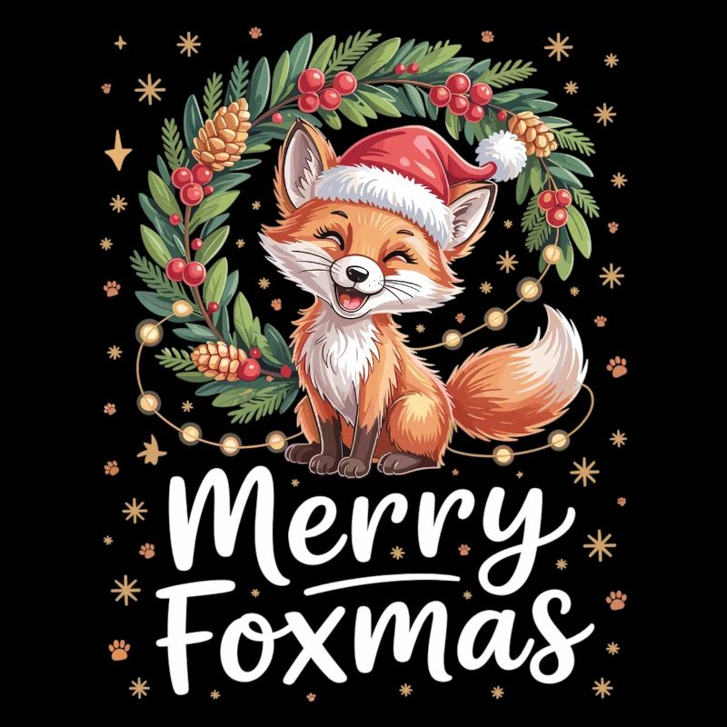 Merry Foxmas Shirt mit süßem Weihnachtsfuchs