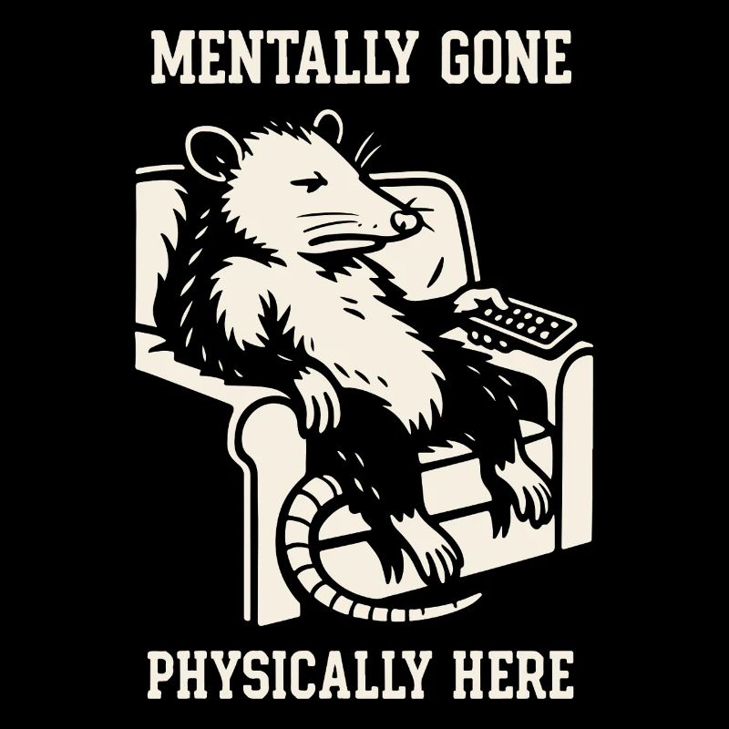 Mentally Gone Physically Here Possum Humor Meme