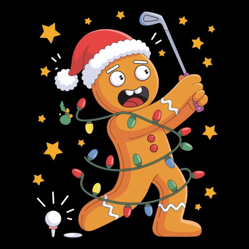 Golf Weihnachts Shirt mit Lebkuchenmann