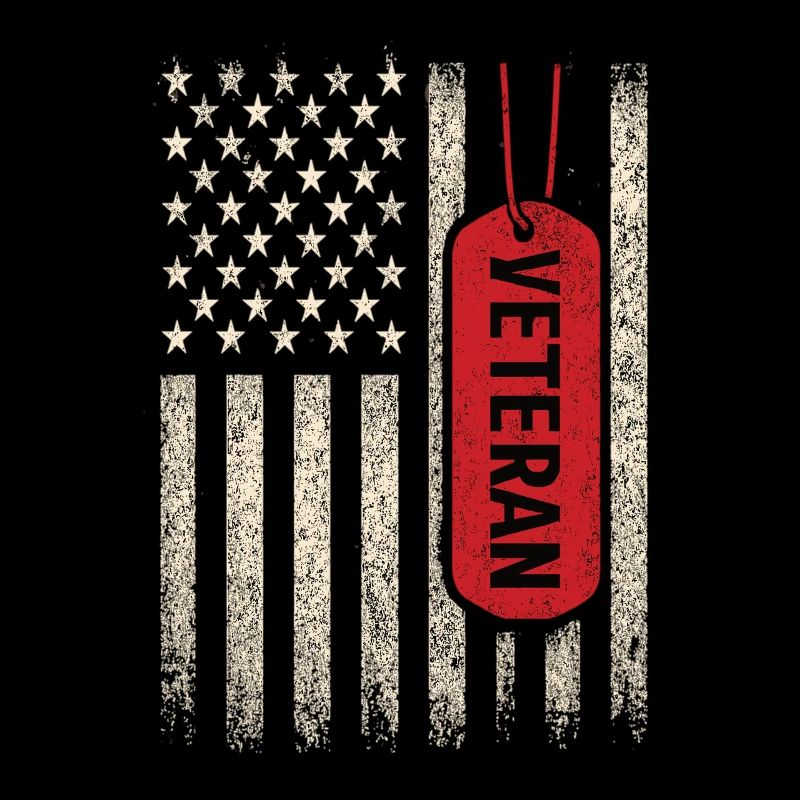 Plaque d’identité vétéran des États-Unis Drapeau Look rétro