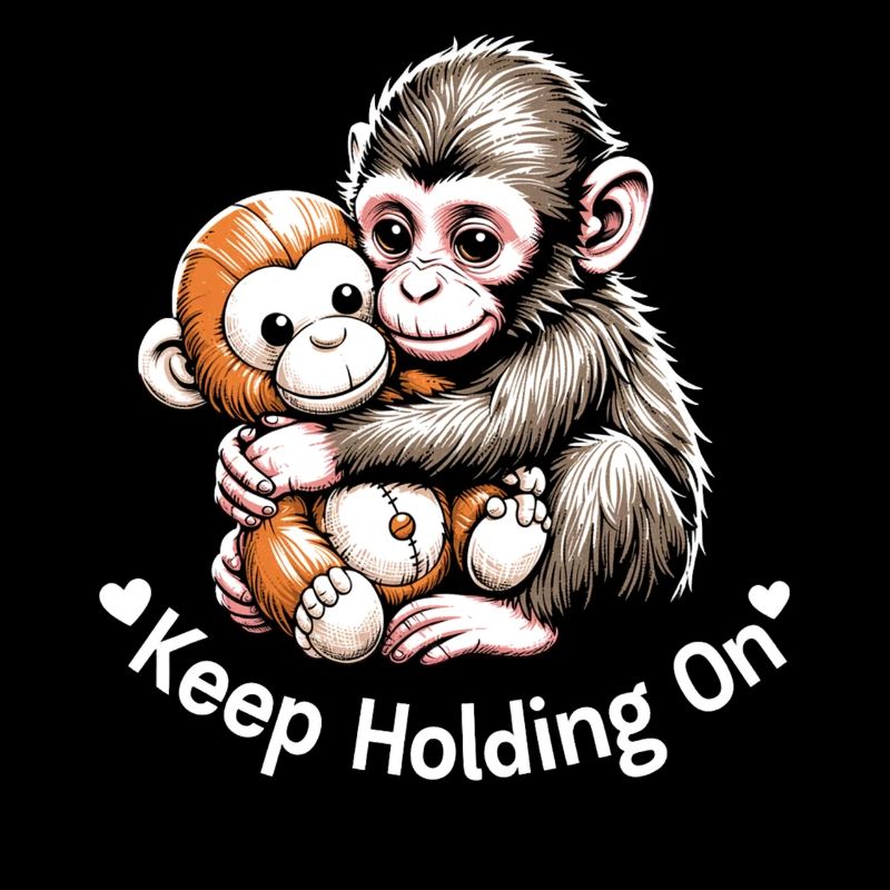 Keep Holding On Monkey Hug Illustration