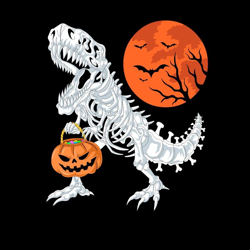 T-Rex Skelett Halloween Kürbis Süßes oder Saures