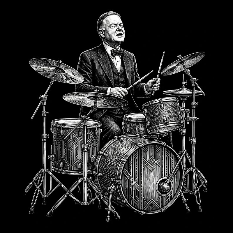 Herbert Hoover plays drums
