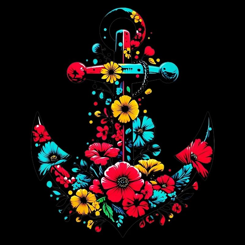 Une ancre avec des fleurs