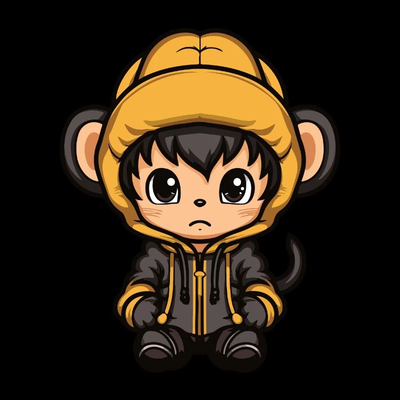 Affe Winter Comic Niedlich