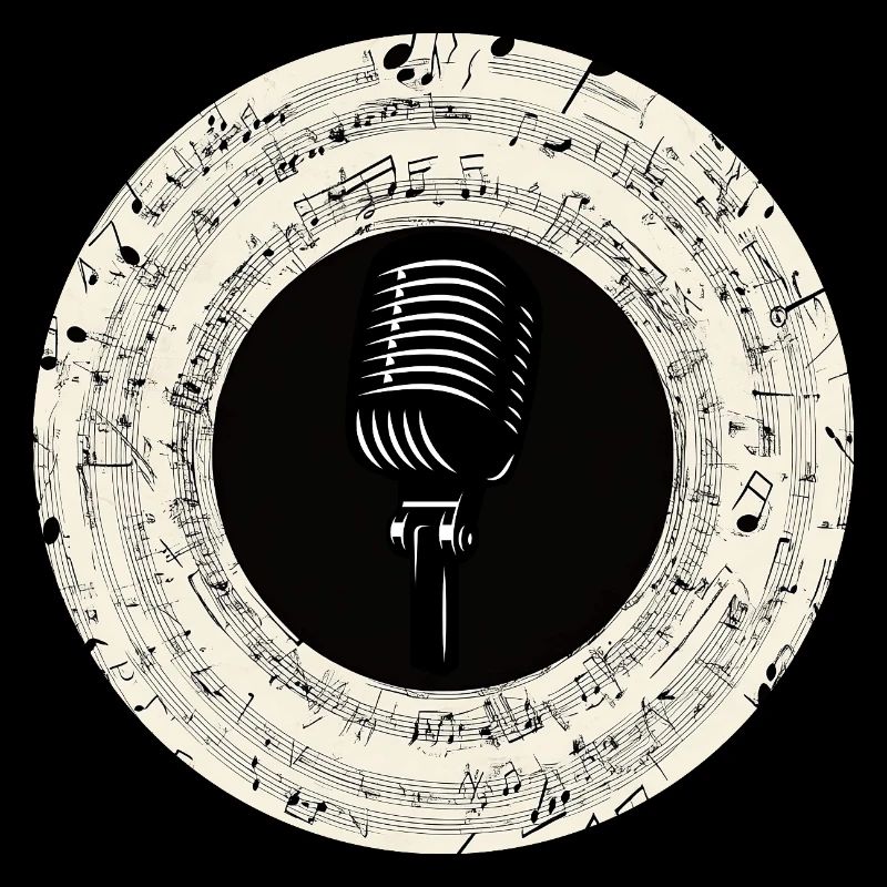 Microphone Musical Notes Art