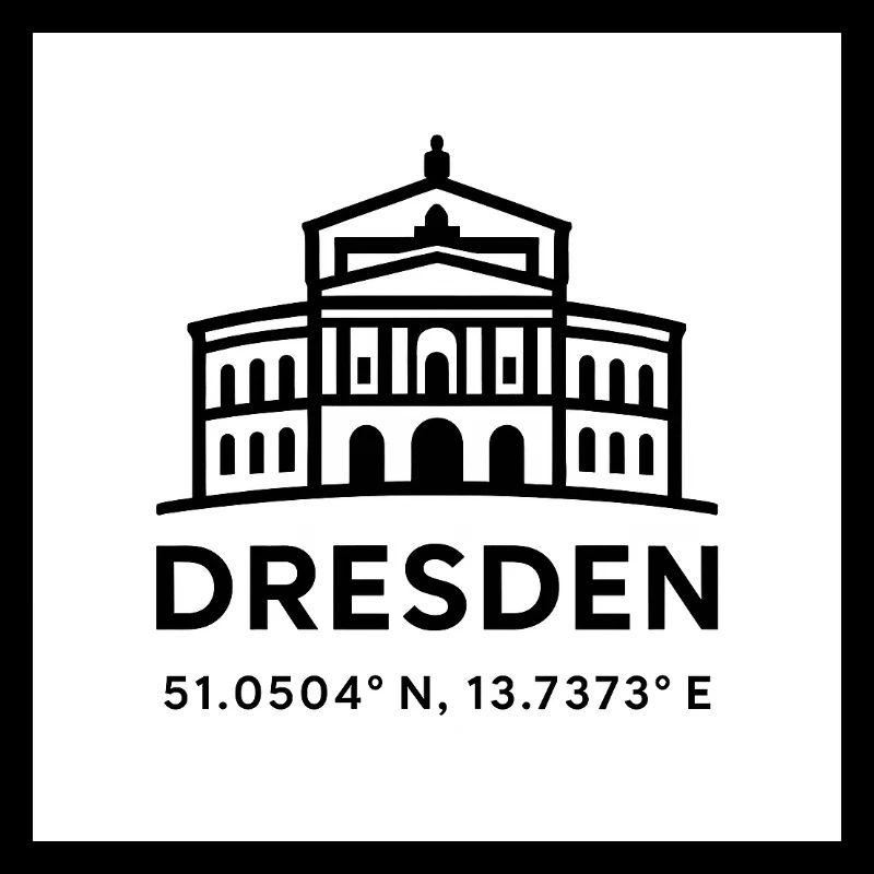 Dresden Skyline Line Style Coordinates Semperoper