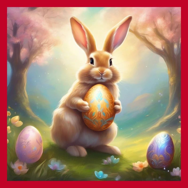 Spring bunny with gold Easter egg