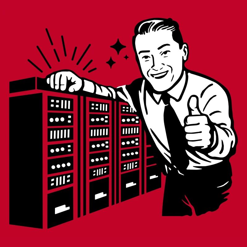 Retro IT-Admin lächelt – Vintage Tech Support