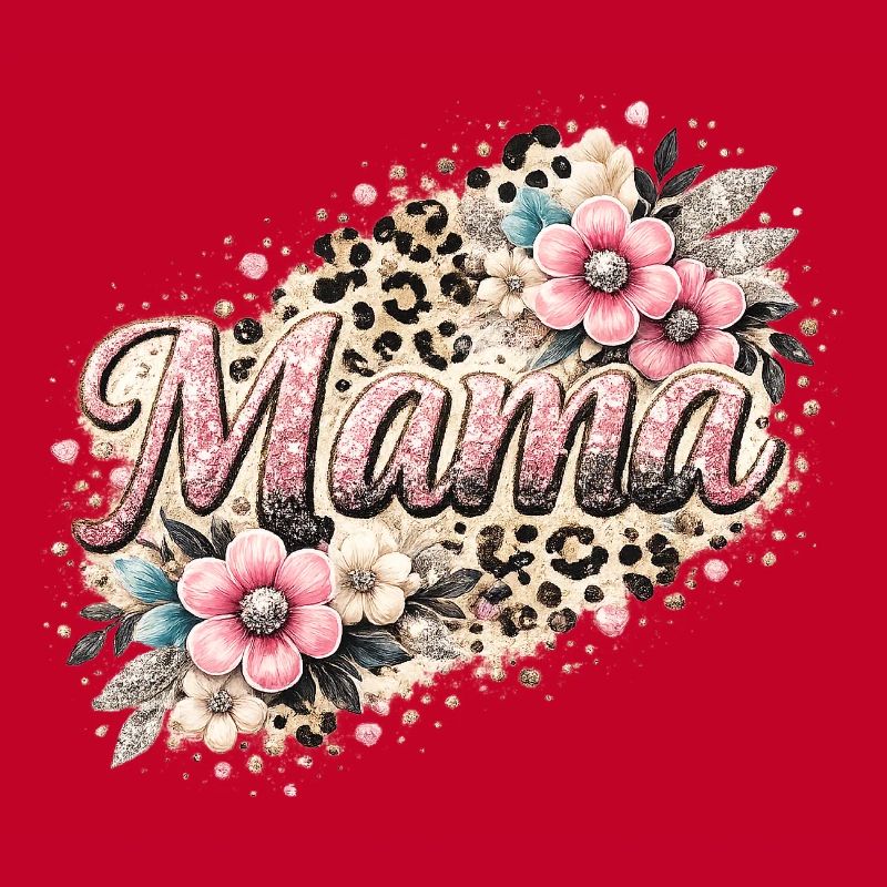 Mama Glitter Leopard Blumen Muttertag Geschenk 