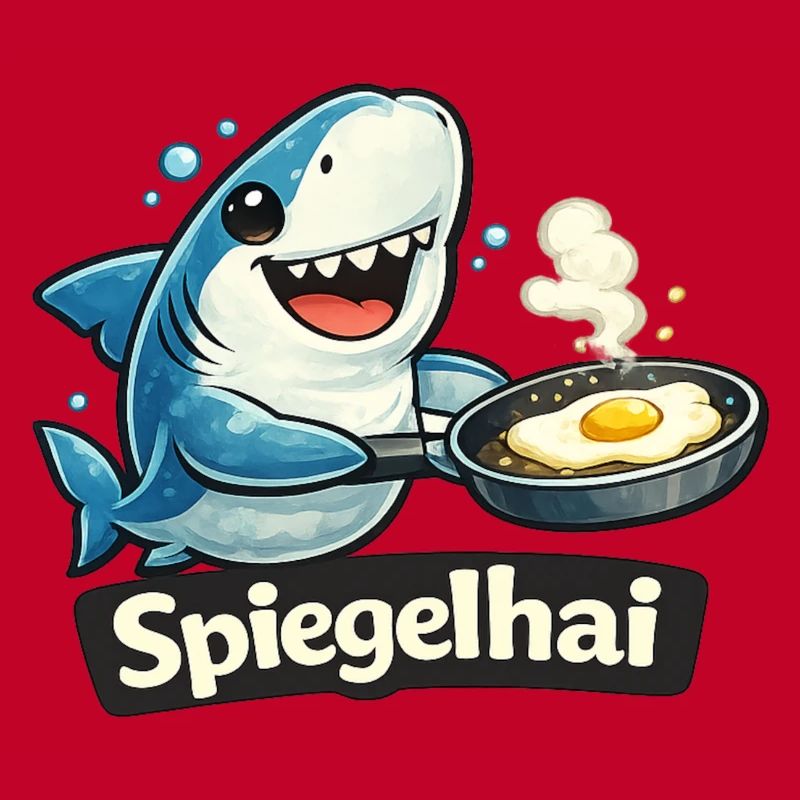 Mirror shark shark with fried egg funny pun