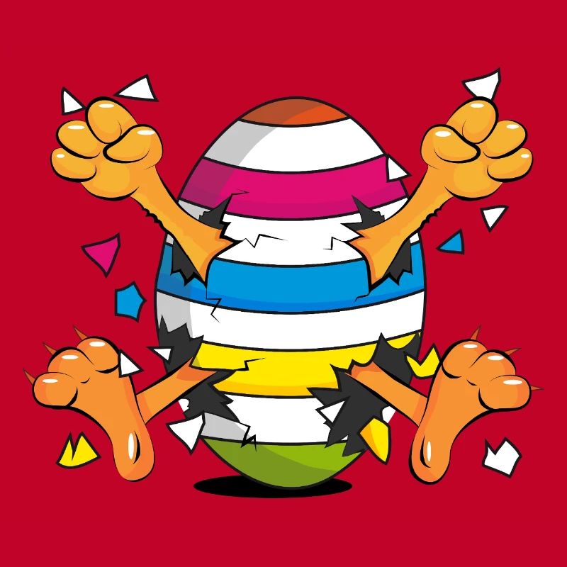 Poussin drôle dans un motif de dessin animé Easter Egg
