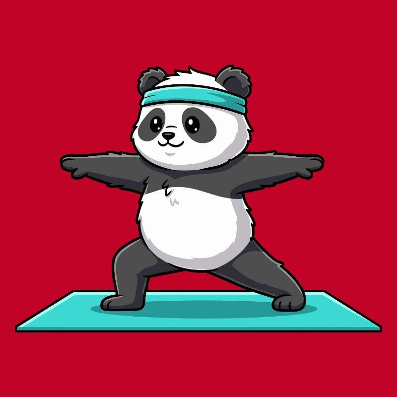 Yoga Panda Bear Doing Warrior Pose