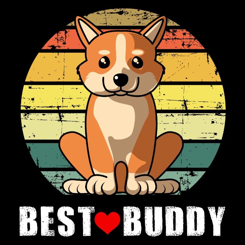 Süßer walisischer Corgi-Hund Bester Kumpel Retro Sunset Vinta