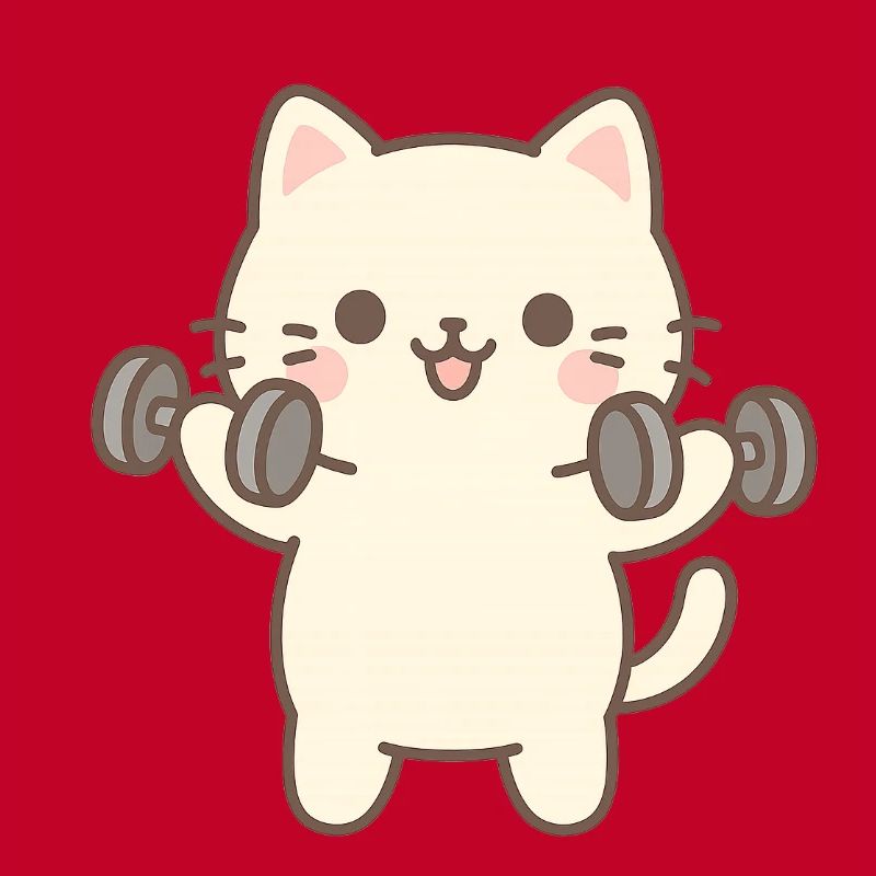 Kitten doing strength training