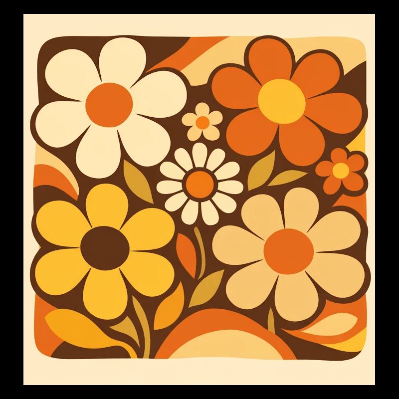 Fleurs rétro dans des tons de jaune