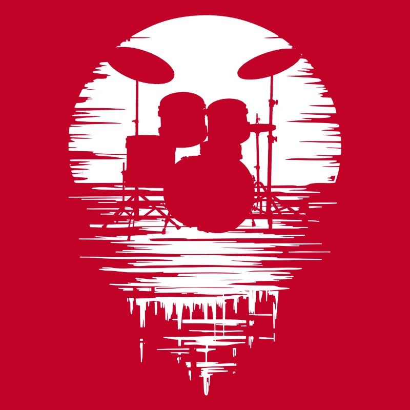 Drumset Silhouette Drums with Reflection