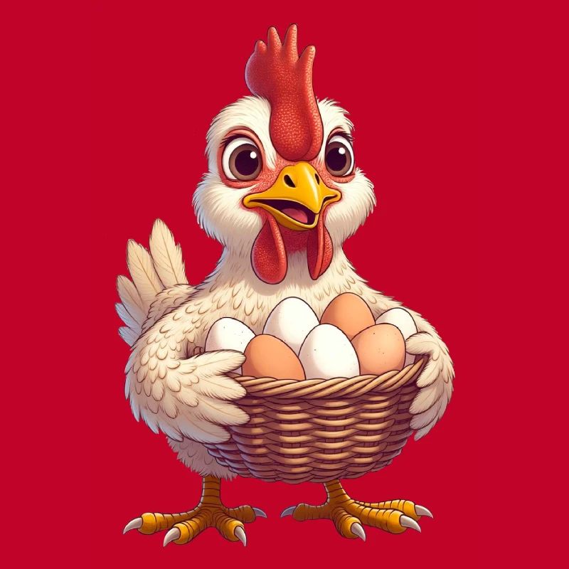 Huhn mit Eierkorb