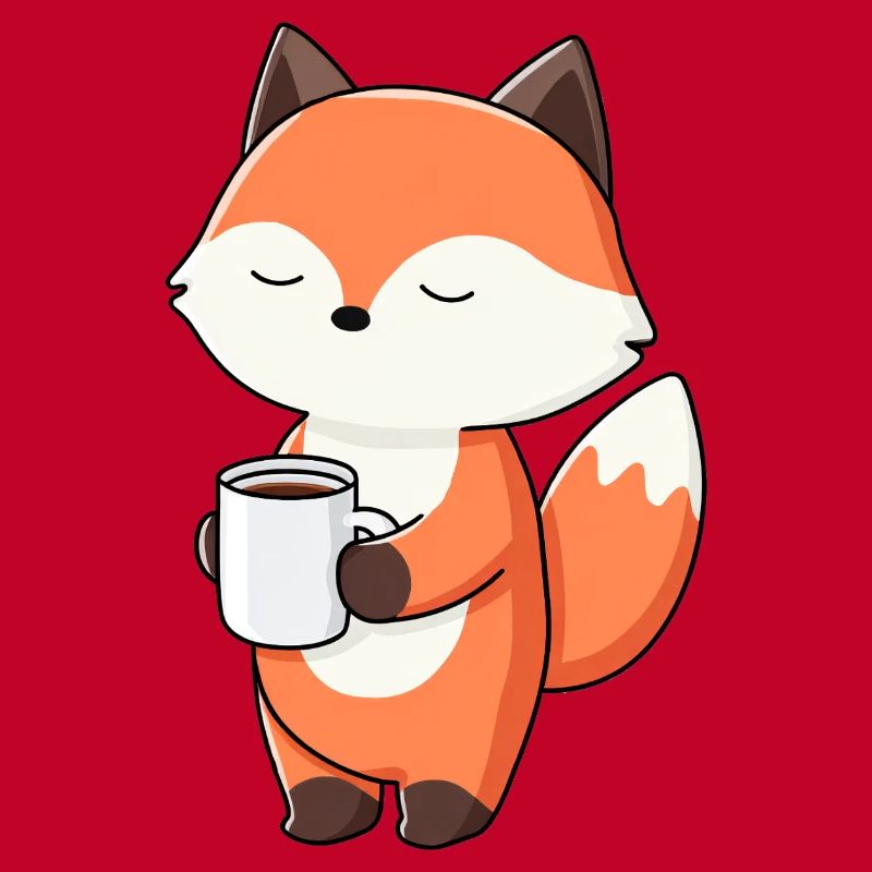 Fox with Coffee Mug Charm