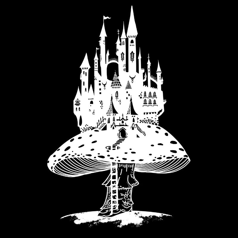 Château de conte de fées sur un champignon géant