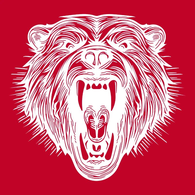 Angry bear's head with sharp teeth