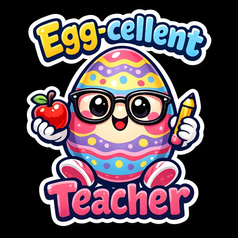 Eggcellent Teacher Cartoon Easter Egg