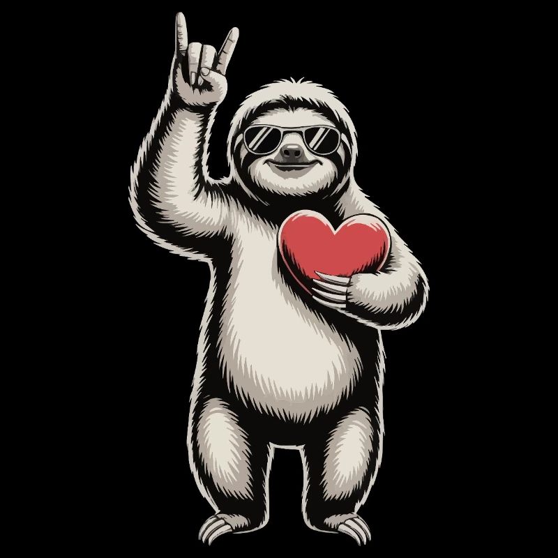 Cool sloth with heart