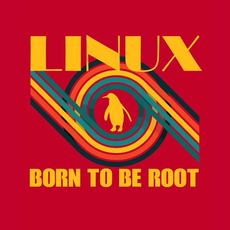 Born To Be Root Linux Retro Penguin Nerd Geek