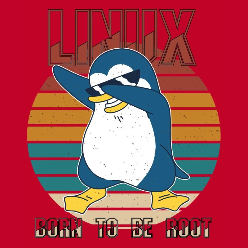 Linux Born To Be Root Cool Penguin Nerd Programmin